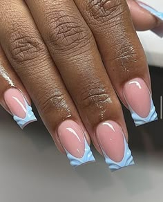 Texture Nails, Blue Summer Nails, Pink Toe Nails, Acrylic Toe Nails, French Tip Nail Designs, Glow Nails