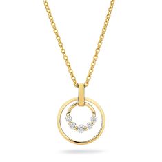 MICHAEL M Necklaces Cloud Double Ring Pendant Necklace Gold Circular Diamond Jewelry, Gold Diamond Circle Jewelry, Timeless Yellow Gold Circle Jewelry, 14k White Gold Circular Jewelry, Modern Circle Jewelry With Diamond Accents, Modern Circular Jewelry With Diamond Accents, Yellow Gold Circle Fine Jewelry, White Gold Circle Jewelry With Brilliant Cut, Formal 14k Gold Circular Jewelry