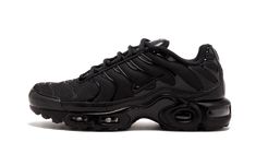 Triple Black Shoes, Nike Air Max Black, Nike Vapor Max, Dr Shoes, Nike Tn, Nike Air Max Tn, Max Black, Stadium Goods, Nike Air Max Plus