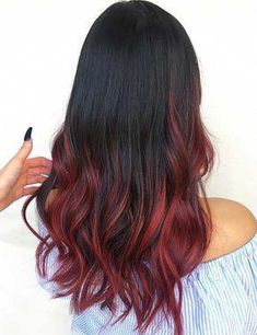 Balayage On Black Hair, Grey Balayage, Hair Burgundy, Cheveux Oranges, Ombre Hairstyles, Black Red Hair, Balayage Hairstyles, Red Balayage