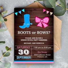 a birthday party with boots and bows on it