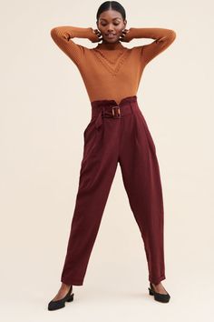 Nuuly | Work Versatile Pants With Belt Loops For Fall, Versatile Fall Pants With Belt Loops, Office Wear Belted Bottoms For Fall, Belted Pants For Office In Fall, Fall Office Belted Bottoms, Fall Season Office Bottoms With Belt, Belted Straight Pants For Fall, Belted High-waisted Pants For Fall, Belted Ankle-length Pants For Fall