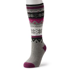 Enjoy the fun pattern and soft feel of these Women's Heat Holders Lite Laura Fairisle Long Socks. Enjoy the fun pattern and soft feel of these Women's Heat Holders Lite Laura Fairisle Long Socks.  Extra-long length Advanced thermal yarn Retains heat Non-binding Diabetic friendlyFIT & SIZING Socks sized 5,9 fits shoe size 5,9 Knee-High silhouetteFABRIC & CARE Material: 93% acrylic, 6% polyester, 1% elastane Machine wash Imported Size: 5-9. Color: Grey Other. Gender: unisex. Age Group: adult. Patt Long Socks, Socks And Hosiery, Cool Patterns, Fair Isle, Long Length, Color Light, Extra Long, Hosiery, Light Gray