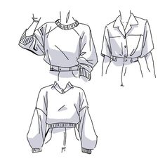 three different types of blouses and jackets