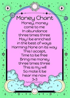 Money Spell Money Chant Money Chants, Money Chant, Money Spells Magic, Manifestation Spells, Witchcraft Spells For Beginners, Money Spells That Work, Good Luck Spells, Money Spell