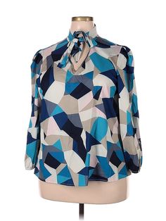 Shein 3/4 Sleeve Blouse Size: 2X Tops - used. 100% POLYESTER, Color Block | Shein 3/4 Sleeve Blouse: Blue Color Block Tops - Size 2X Blue Half Sleeve Printed Blouse, Blue Printed Blouse With 3/4 Sleeves, Blue Printed Half Sleeve Blouse, Blue 3/4 Sleeve Printed Blouse, Color Block Top, Color Block, Cardigans, Sleeve Blouse, Women Handbags