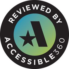 a black and green badge with the words reviewed by accessible