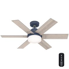 a ceiling fan with a light and remote control