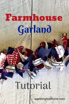 the words farmhousee gatlano are written in red, white and blue colors