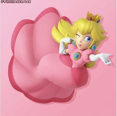 the princess peach is flying through the air