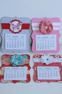 four calendars with flowers on them are shown in three different colors and designs, one for each month