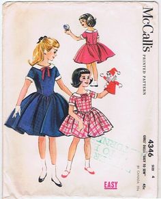 Mccall Patterns, 1950 Dress, 1950s Girls, Mccalls Patterns Dress, Party Dress Patterns, 1950s Sewing Patterns, Stuff Animals, Girl Dress Pattern, Girl Dress Patterns