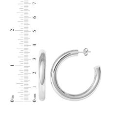 Give your day-to-day look some polish with these sleek tube hoop earrings. Crafted in sterling silver These open hollow hoops measure 5.02 x 37.57mm The earrings secure with friction backs Tube Hoop Earrings, Earrings Sterling Silver, Sterling Earrings, Sterling Silver Earrings, Hoop Earrings, Sleek, Sterling Silver, Silver