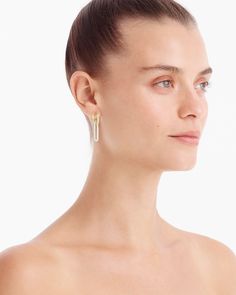 J.Crew: Pavé Crystal Link Earrings For Women Wood Hoop Earrings, Crystal Teardrop Earrings, Freshwater Pearl Drop Earrings, Crystal Hoop Earrings, Link Earrings, Women's Jewelry Sets, Hoop Earring Sets, J Crew Jewelry, Crystal Drop Earrings