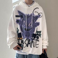 Insane' Dark Gengar Oversized Cotton Hoodie - DYSTOPIɅN ™️ | Dystopian Streetwear Gengar Hoodie, Gengar Pokemon, Hip Hop Hoodies, Harajuku Hoodie, Unique Skirts, Hoodies Men Style, Matching Hoodies, Technical Clothing, Streetwear Hoodie