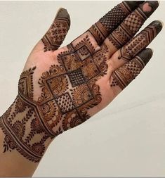 the hand is decorated with henna designs