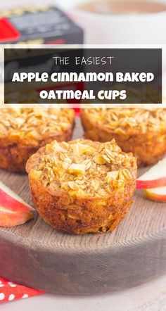 apple cinnamon baked oatmeal cups on a plate