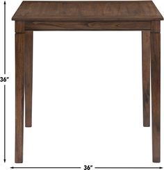 the side table is shown with measurements for each end and one section at the top