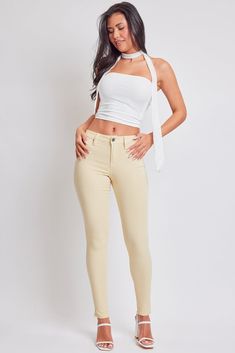 Banana Cream Versatile Tight Mid-rise Bottoms, Versatile Stretch Straight Leg Bottoms, Spring Straight Leg Tight Pants, Spring Tight Straight Leg Pants, Tight Straight Leg Pants For Spring, Spring Tight Straight-leg Pants, Stretch Elastane Tapered Leg Jeans, Fitted Straight Leg Jeggings, Versatile Fitted Straight Leg Jeggings