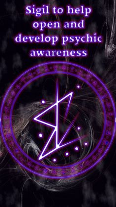 a purple circle with the words sign to help open and develop psychic awareness