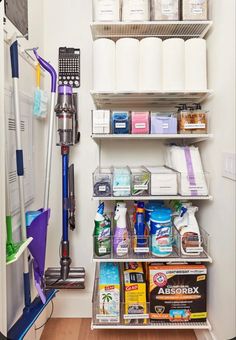 an image of a shelf with cleaning products on it and the caption reads, organizing tips to help continue reading