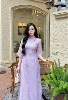 At Ao Dai by CuteSass, you will find the most stylish ao dai in wide size range and at reasonable prices.  ❣️ This set includes one Ao Dai Top and 1 Pants Style: Traditional  Material: Chiffon. Non Stretch. ❣️ This beautiful and modern ao dai set is perfect for any special occasions: Lunar NewYear, Mid Autumn Festival, Attending Wedding, or a Family photoshoot. ❣️ Please note: - Sizing may run 1-2 sizes smaller than American standard sizes, please refer to the sizing charts for sizing. - Please Summer Organza Set With Embroidery, Fitted Purple Sets With Floral Embroidery, Spring Embroidered Organza Sets, Spring Wedding Purple Sets, Purple Wedding Sets For Spring, Purple Embroidered Summer Sets, Embroidered Purple Summer Sets, Purple Sets With Floral Embroidery, Summer Embroidered Ao Dai