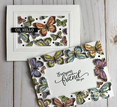 two greeting cards with butterflies on them