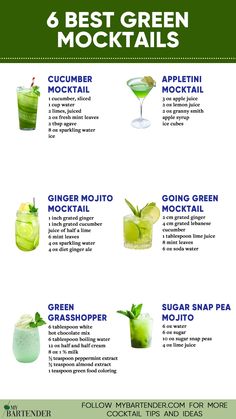 Green Mocktails Ginger Mojito, Alcohol Free Drinks, Non Alcoholic Cocktails, Alcoholic Cocktails, Fancy Drinks, Healthy Drinks Recipes, Mocktail Recipe