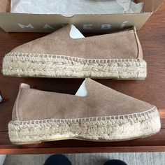 Nwt Never Worn Manebi Suede Double Sole Espadrilles Size 37 (7) Perfect Condition, Fresh In The Box! Vacation Suede Espadrilles With Textured Sole, Suede Espadrilles With Round Toe For Vacation, Natural Espadrilles With Cushioned Footbed And Round Toe, Brown Slip-on Espadrilles With Contrast Sole, Suede Espadrilles For Beach With Round Toe, Brown Suede Espadrilles For Vacation, Beige Suede Espadrilles For Vacation, Beach Espadrilles With Contrast Sole And Round Toe, Beige Suede Espadrilles For Beach