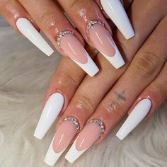 Long Pink French Tip Nails Get the Best Trends and Ideas for Your Fake Nails White, Nagel Tips, Flower Nail Designs, Pink Acrylic, Pink Acrylic Nails, Nail Sizes, French Tip Nails, Artificial Nails, Rhinestone Nails