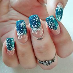 #WinterNails Blue Nails Ideas, Frozen Nails, Holiday Nails Winter, Blue Glitter Nails, Lash Kit, Long Square Nails, Winter Manicure, Classy Nail Designs, Abstract Nail Art