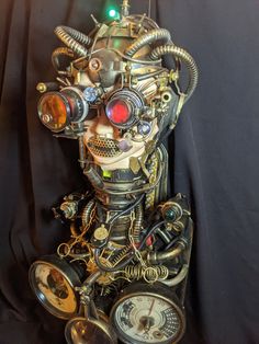 A unique statue, night light. Mounted on the wall, the illumination works from a 220 volt outlet. A unique gift for connoisseurs of steampunk art. Steampunk Art Sculptures & Statues, Steampunk Submarine, Steampunk Machines, Steampunk Kunst, Steampunk Items, Steampunk Wall, Steampunk Clock, Found Object Art, Steampunk Design