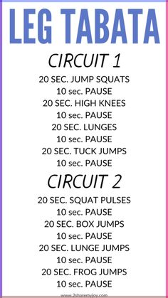 the leg tabata circuit is shown in blue and pink, with instructions on how to use