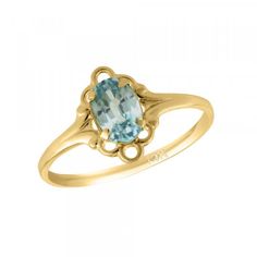 Pretty size 5 1/2 December birthstone ring for preteen and teen girls, it's crafted of highly polished 14k yellow gold and features an oval shaped 4mm x 6mm sparkling genuine blue topaz in the center of a gold flower setting. A perfect gift for a special young lady. #tween birthstone jewelry #teen birthstone jewelry #teen girl birthstone jewelry #tween birthstone ring #teen birthstone ring #teen girl birthstone ring Teen Ring, Flower Setting, March Birthstone Ring, December Birthstone Ring, Zircon Ring, Birthstone Earring, Rings For Girls, Cute Rings, December Birthstone