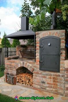 an outdoor brick pizza oven in the backyard