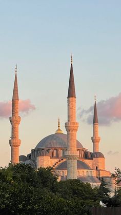 a large building with two spires on top of it