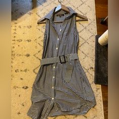 Never Worn Women’s Ben Sherman Summer Dress With Belt. Super Rare. Fitted Gingham Plaid Dress With V-neck, Chic Knee-length Plaid Dress, Casual Button-up Plaid Dress For Spring, Chic Summer Plaid Workwear Dress, Chic Sleeveless Houndstooth Plaid Dress, Casual Gingham Plaid Dress With Buttons, Spring Plaid Button-up Dress, Casual Collared Gingham Dress, Chic Gingham Plaid Dress With V-neck