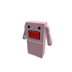 a pink lego figure with a red mouth and teeth on it's face, standing in front of a white background