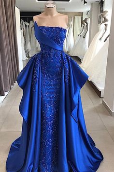 Blue Satin Prom Dress, Satin Prom Dress Long, 2021 Prom Dresses, Robes Glamour, Long Party Dress, Beaded Evening Gowns, Prom Dress Long, Royal Blue Prom Dresses, Satin Evening Dresses