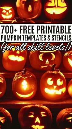 halloween pumpkins and stencils with the words 70 + free printable pumpkin templates & stencils for all ages