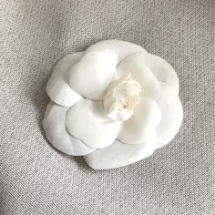 Chanel Camellia Fabric Flower Brooch Color White In Good Condition Chanel Flower Brooch, Chanel Camellia Flower, Cheap White Flower Brooches, Chanel Camellia Brooch, Luxury White Flower Brooch, Chanel Camellia, Fabric Flower Brooch, Chanel Accessories, Flower Brooch