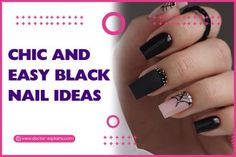 Easy Black Nail Designs, Nail Ideas Tips, Black Nail Ideas, Almond Nail Ideas, Nail Makeover, Purple Ombre Nails, Pink French Nails, Pink Chrome Nails, Long Almond