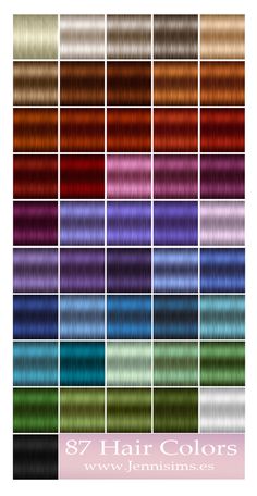 an image of hair colors for different types of hair dyes and color swatches