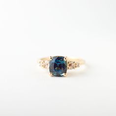 Isa Ring - 2.04 Carat Green Blue Cushion Sapphire 2 Carat Sapphire Ring, Blue Green Sapphire Ring, Classic Cushions, Diamond Band Engagement Ring, Stacked Wedding Rings, Blue Green Sapphires, Sapphire Rings, Blue Cushions, Green Sapphire