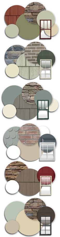 an assortment of different shapes and sizes of round mirrors on a white wall with windows