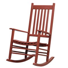 a wooden rocking chair on a white background