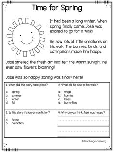 a printable worksheet for spring with the words time for spring on it