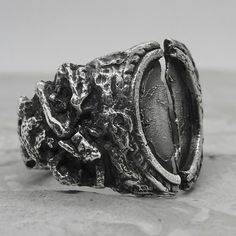 Unique Hand Cast Round Signet Ring, Brutalist Oxidized Open Ring, Brutalist Open Ring With Oxidized Finish, Brutalist Sterling Silver Rings With Oxidized Finish, Brutalist Oxidized Open Ring Jewelry, Silver Hand Cast Open Ring, Hand Forged Metal Rings, Hand Cast Silver Open Ring, Unique Hand Cast Round Rings