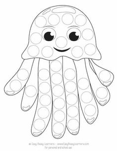 an octopus with dots on it's face and eyes, coloring pages for kids