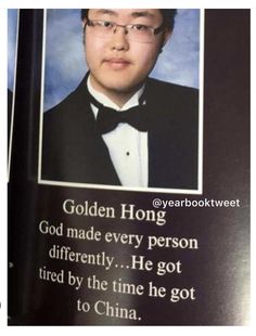 an open book with two pictures of the same man in tuxedo and bow tie